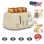 Compact Retro Toaster with 4 Slices, Removable Crumb Tray & Dual Functions