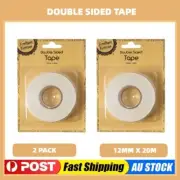 2PK Double Sided Tape Thin Adhesive Tape Craft Clear Colour Easy Peel 20Mx12mm