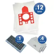 12 Vacuum Cleaner Bags & Hepa Filter For FJM Type Miele -fits S200 S300 Series