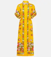 [Alemais] Alémais Belted floral linen shirt dress UK 8 yellow