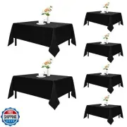Romanstile 6 Pack Black Rectangle Tablecloths, 70 x 120 Inch, Reusable and Wa