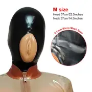 Latex Hood Micro Mesh Eyes Rubber Mask with Vaginal Party Cosplay Fetish BDSM