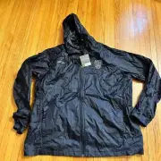 Eddie Bauer Packable Wind Jacket Mens XXL Windbreaker Full Zip Black Coat