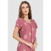 Sweet Dreams 100% Rayon Short Flutter Sleeve Long Nighty-Rose