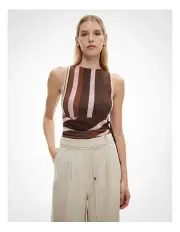 [Witchery] Tie Side Mesh Tank in Gelato Stripe