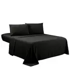 Sfoothome King Sheets Set - Black Hotel Luxury 4-Piece Bed Set, Extra Deep