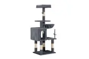 Petzly Cat Tree Tower Scratching Post 125cm Dark Grey