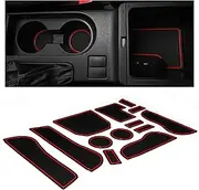 CupHolderHero fits Subaru Impreza WRX Accessories 2009-2014 Premium Interior Non-Slip Anti Dust Cup Holder Inserts, Center Console Liner Mats, Door Pocket Liners 13-pc Set (Red Trim)