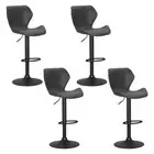Vintage Leather Bar Stools Black Adjustable Height Set of 4 Unique Design -BKX4