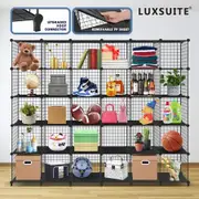 30 Cube Storage Organizer Ball Rack Wire Grid Bookshelf DIY Modular Clothes Cabinet Photo Shelf Metal Black