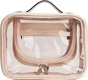[MINKARS] Toiletry Bag Clear Cosmetic Case, Pink, Small, Clear Toiletry Bag