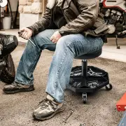 Costway150 KG Capacity Pneumatic Rolling Mechanic Stool with Tool Tray-Black