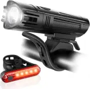 Ascher Ultra Bright USB Rechargeable Bike Light Set, Powerful Bicycle Front H...