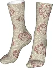 [CSIVKEJ] Crew Socks Comfort Casual Athletic Multi Design Socks For Women Men, Floral 17, One Size, Floral 17, One size