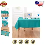 Machine Washable 100% Linen Tablecloth 108"L x 60"W - Teal for All Occasions