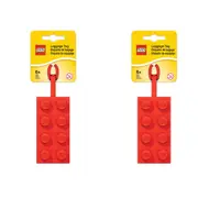 2x Lego Kids Children Brick Bag Tag Suitcase Luggage Backpack Address 6y+ Red