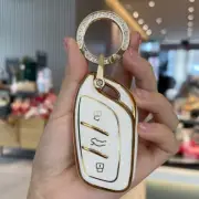 Protector Key Cover For MG ZS smart keys 2019-2023 White Gold+keyring