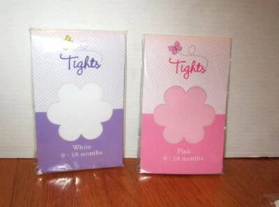 Target Girls size 9-18 Months 2 pairs one Pink & one White tights NIP