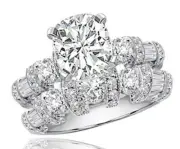 Cushion Cut 4.50 CT Diamond Round & Baguette Bridal Set Ring GIA Certified in...
