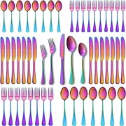 SHEUMNT Rainbow Silverware Set, Mirror Polish 40-Piece Stainless Steel Flatware Set,Kitchen Utensil Set Service for 8,Tableware Cutlery Set for Home and Restaurant, Dishwasher Safe