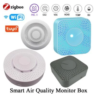 Tuya WIFI/Zigbee Smart Air Quality Monitor Box VOC HCHO PM2.5/10 Gas Detector Te