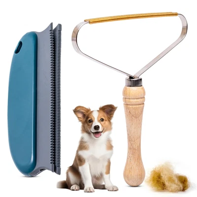 2-Pack Pet Hair Removal Tool - Lint Remover, Carpet Scraper & Shaver for Clot...