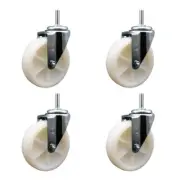 5 Inch Nylon Wheel Swivel 5/8 Inch Threaded Stem Caster Set Service Caster