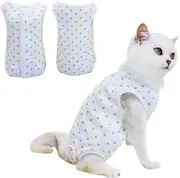 Rstigiker Cat Recovery Suit Cat Onesie for Cats after Surgery Female Spay Surgical Abdominal Wound Breathable E-Collar Alternative anti Licking (White, M)