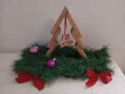 Rustic Wooden Triangle Christmas Tree with Hanging Snowflake, 11 X 12 Inches
