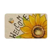 Sunflower Bee Welcome Summer Doormat, Spring Home Decor Low-Profile Switch
