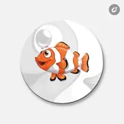 Funny Clown Fish Animal | 4'' X 4'' Round Decorative Magnet