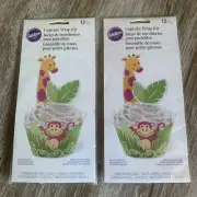 Wilton Jungle Theme Fun Pix and Cupcake Wraps - 2 Packs (24 Wraps/48 Pix Total)