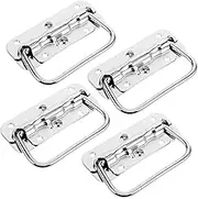 Generic 4pcs Box Folding Handle Slotted Recessed Concelled Handle Chest of Drawers Handles Bi Fold Door Hinges Outdoor Cabinet Door Handle Bifold Door Hardware Gold Stainless Steel Silver
