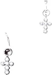 Cross zircon earbone buckle 925 sterling silver earrings design simple earrings women