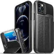Vena vCommute Wallet Case Compatible with Apple iPhone 12 / iPhone 12 Pro (6.1"-inch), (Military Grade Drop Protection) Flip Leather Cover Card Slot Holder with Kickstand - Space Gray
