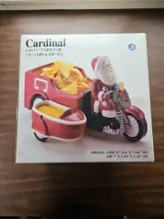 Vintage Cardinal INC Santa With Side Car Chip & Dip Christmas Set NEW