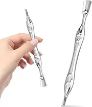 Piriuuo Cuticle Pusher with Fork, 2-in-1 Cuticle Cutter Dual Ends Cuticle Fork Stainless Steel Cuticle Remover Tool Nail Care Tool Dead Skin Fork for Women Girls Manicure