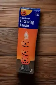 Vintage 9" Mini Pumpkin Pillar Stack Jack O Lantern Halloween PlDecor Candle