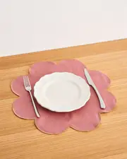 Pink Clay & Hazelnut 100% French Flax Linen Petal Placemats (Set of Four)