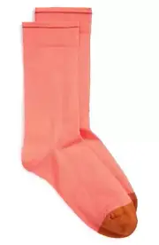 Bonne Maison Orange Pink Nasturtium Socks L74226 Women's Size 4.5-6.5