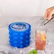 Ice Cube Mold Ice Trays, Large Silicone Ice Bucket, 2 in 1 Ice Cube Maker