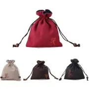 Retro Drawstring Gift Bags Jewelry Linen Blend Storage Pouch Wedding Favours