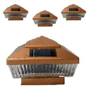 Solar Post Cap Light 4 Pcs 4x4 Solar Copper Color Square 5 LED Bulbs Fence Light