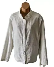 Eileen Fisher Blazer Jacket Mandarin Collar Textured Cotton Womens Plus Size 1X