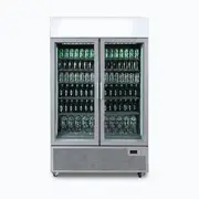 Bromic Upright Display Fridge - 1082L - 2 Door - Flat Glass - Lightbox - Silver