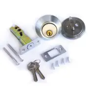 Single Cylinder Deadbolt Lock Security Home Entry Handle Door Lock Set w/ Keys