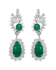 Diana M. Fine Jewelry Platinum 33.00 ct. tw. Diamond & Emerald Earrings