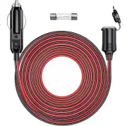 12V/24V Car Cigarette Lighter Extension Cord 13FT 16AWG LED Power Adapter