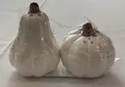 WHITE-PUMPKIN SALT & PEPPER SHAKERS.