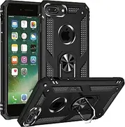 Cavor for iPhone 7 Plus/ 8 Plus / 6 Plus / 6s Plus Case (5.5") TPU Case PC Bumper 360° Rotation Ring Holder Kickstand Back Cover Work with Magnetic Car Mount Shockproof Protective Cover-Black